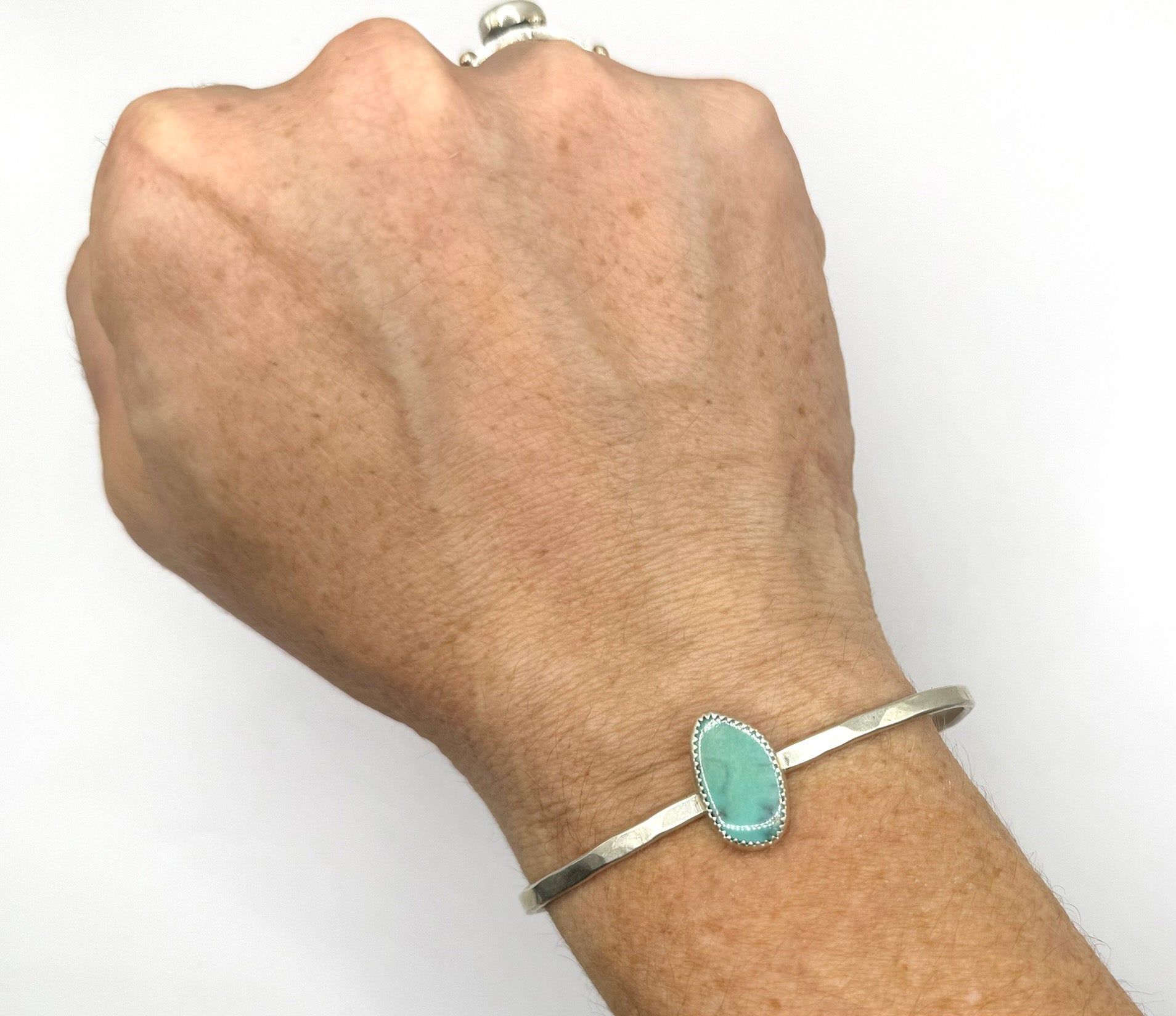 Simple Sterling Silver Cuff with Turquoise