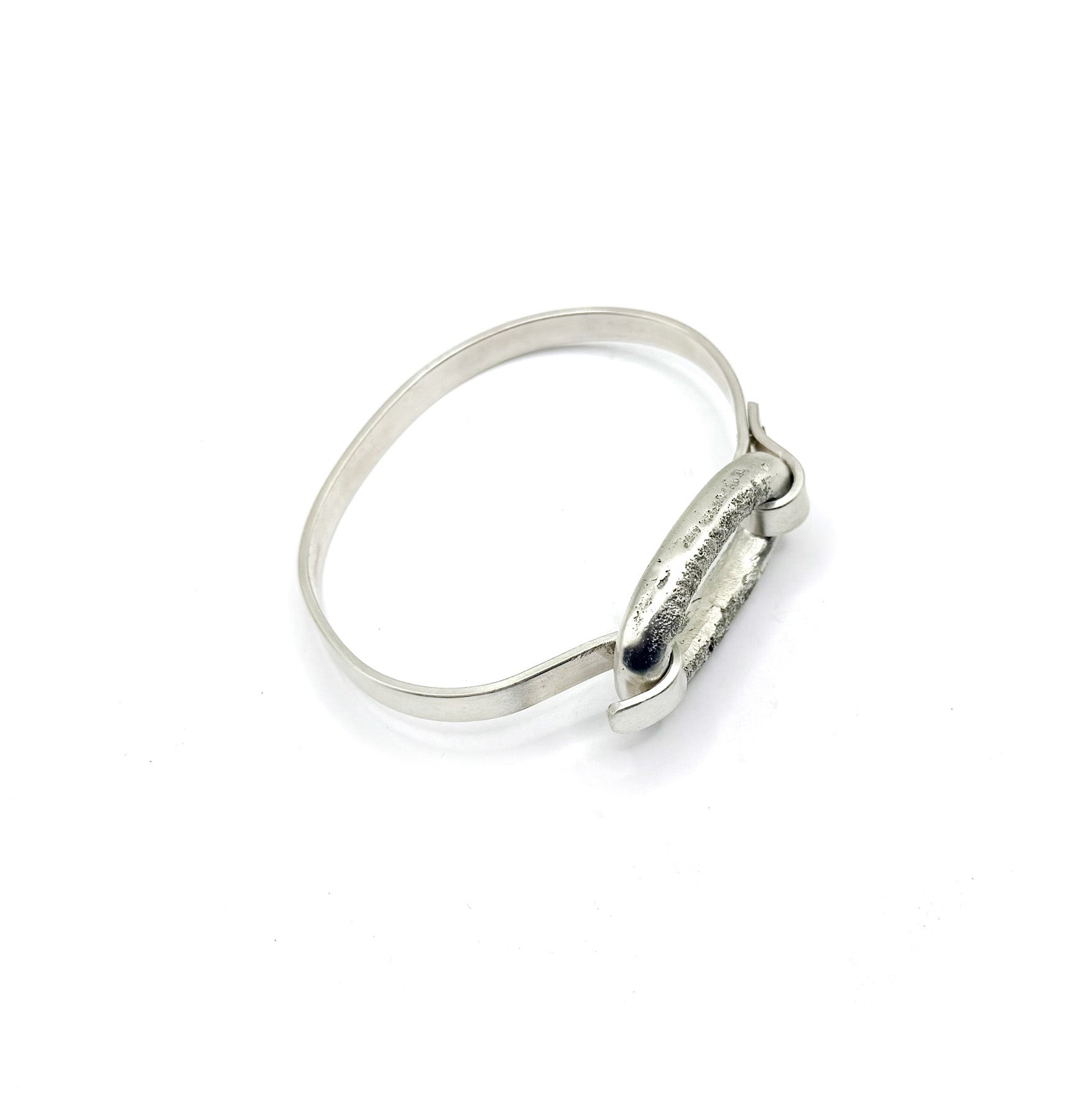 Minimalist Sand Cast Sterling Silver Cuff with Copper Rivet | Handmade Artisan Jewelry_Small