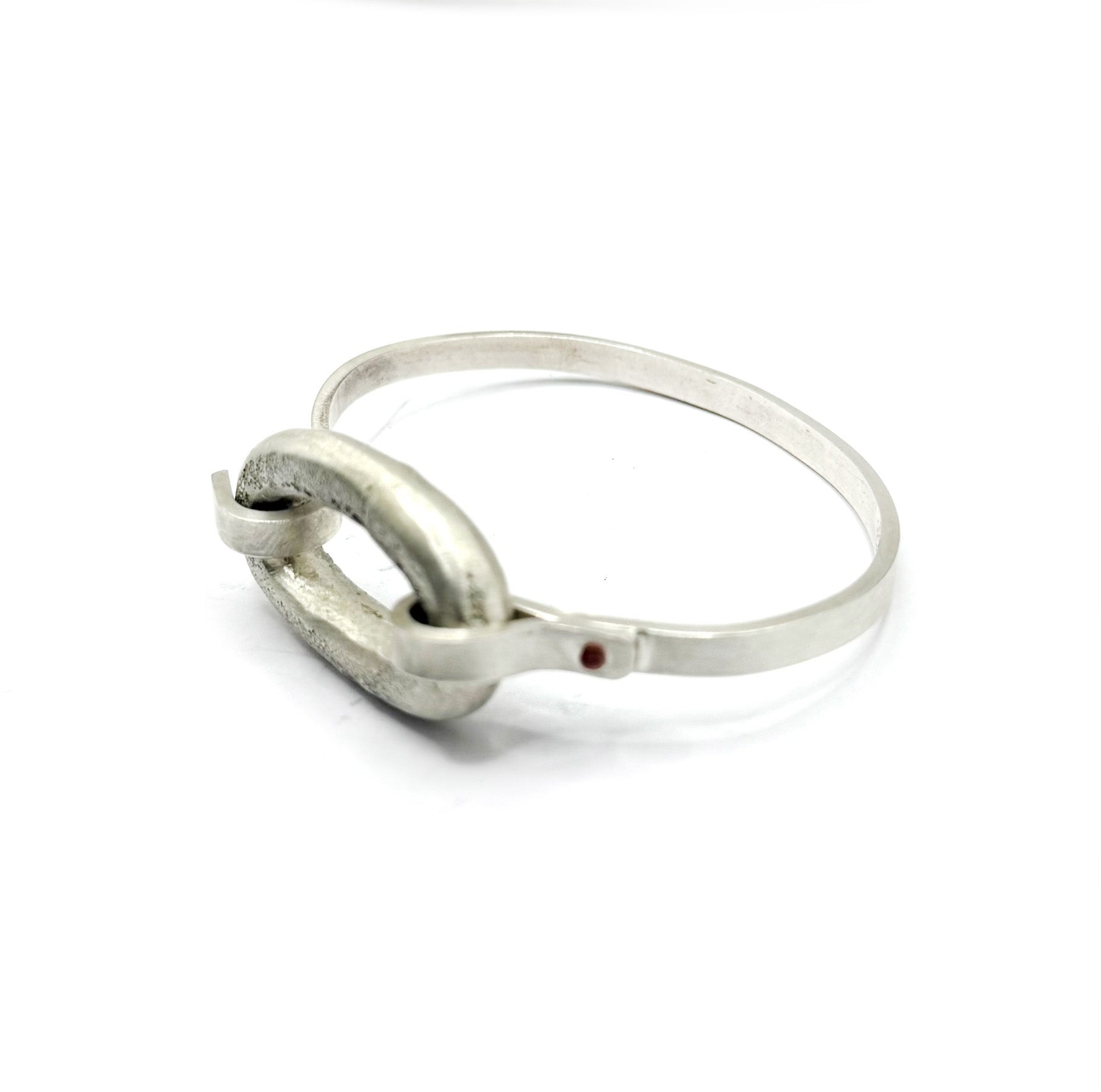 Minimalist Sand Cast Sterling Silver Cuff with Copper Rivet | Handmade Artisan Jewelry_Small