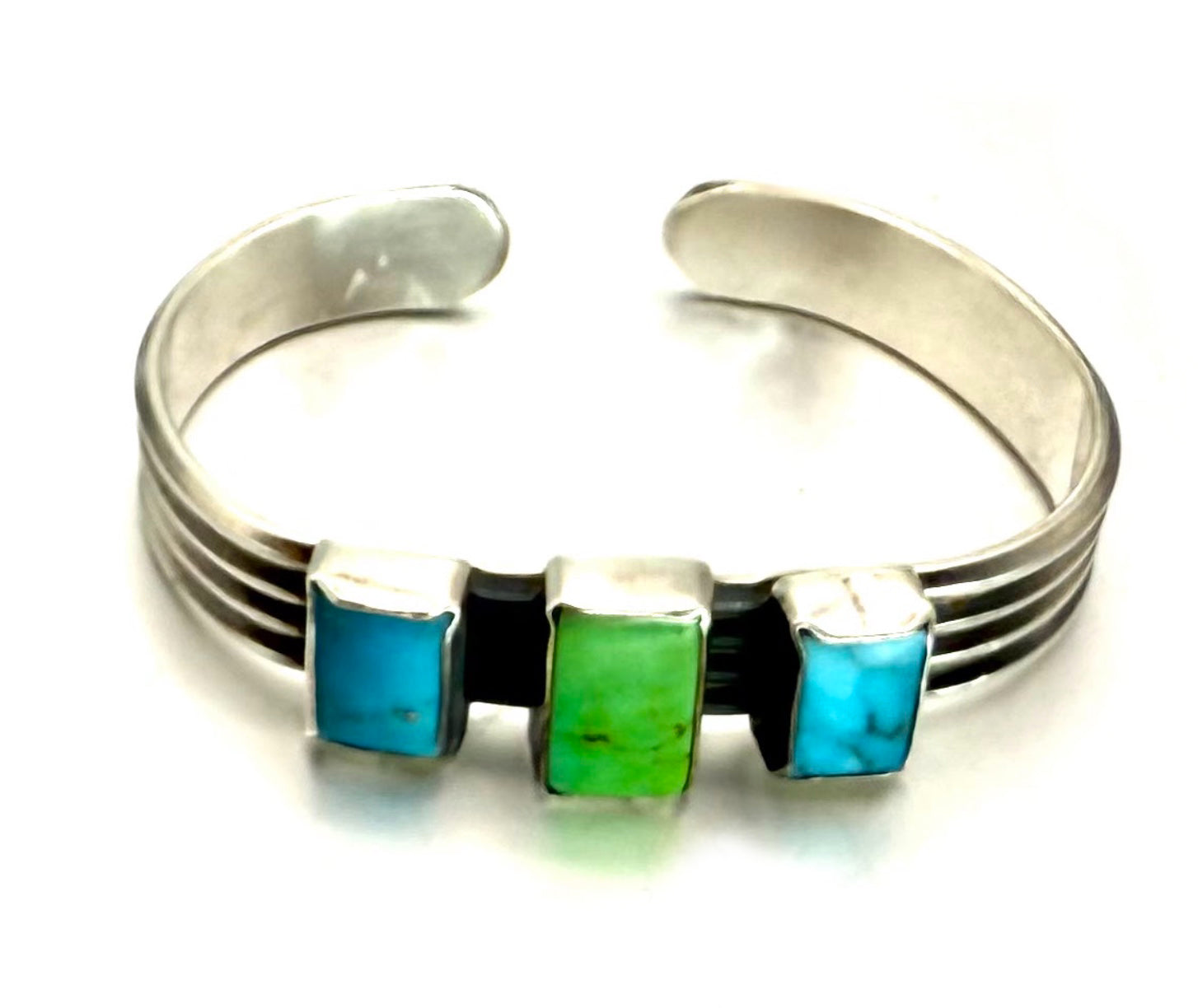 Sonoran Gold Turquoise Sterling Silver Cuff – Handmade Artisan Jewelry