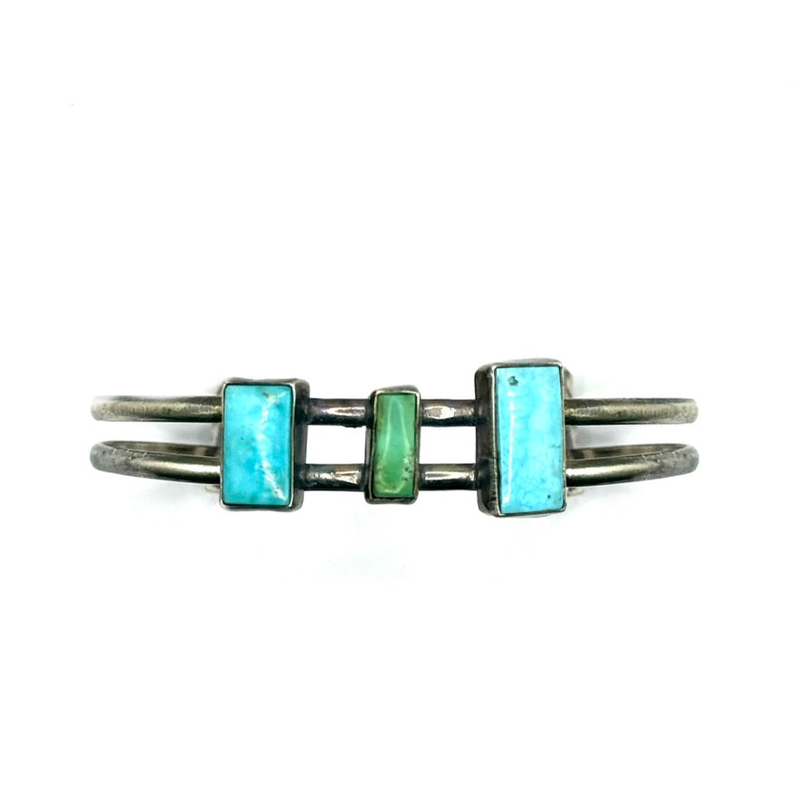 Sonoran Gold Turquoise and Meteorite Sterling Silver Cuff – Handmade Statement Jewelry