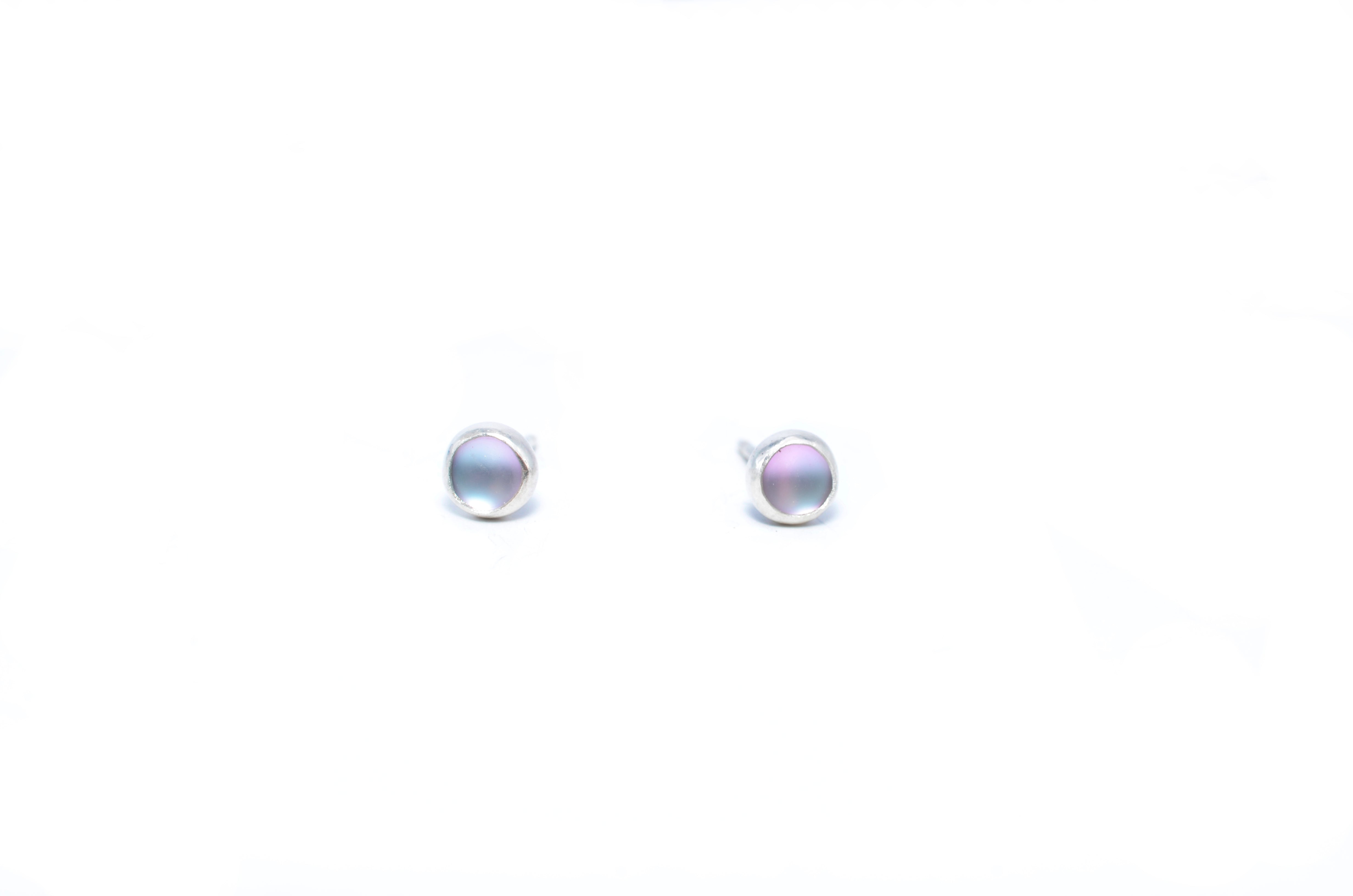 Vitrail Glass Studs - Sterling Silver