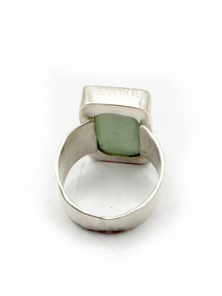 Bold Sterling Silver Signet Ring Featuring Rough Chalcedony – One-of-a-Kind Design