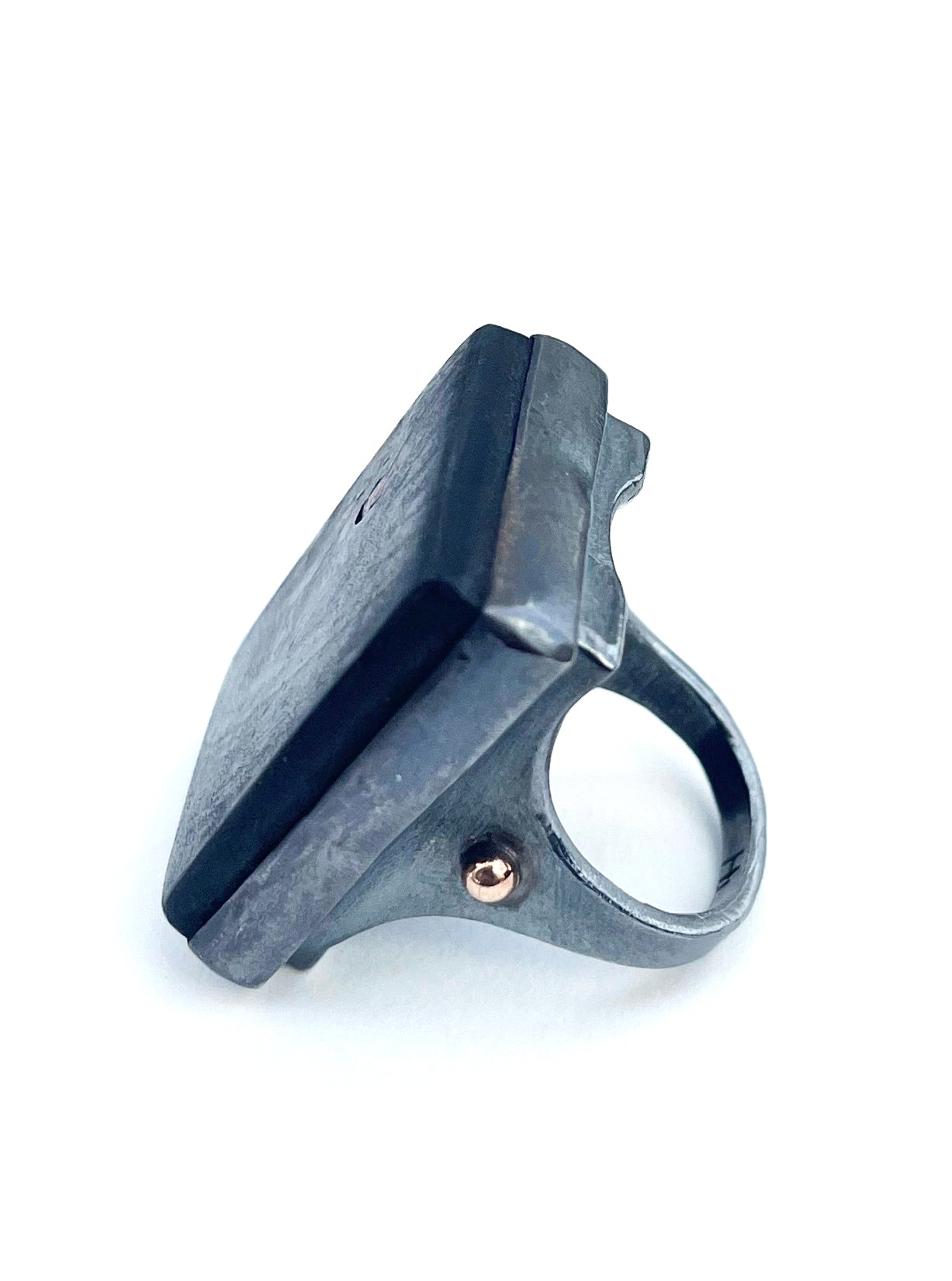 Ebony Sterling and 14kt Gold Signet Ring