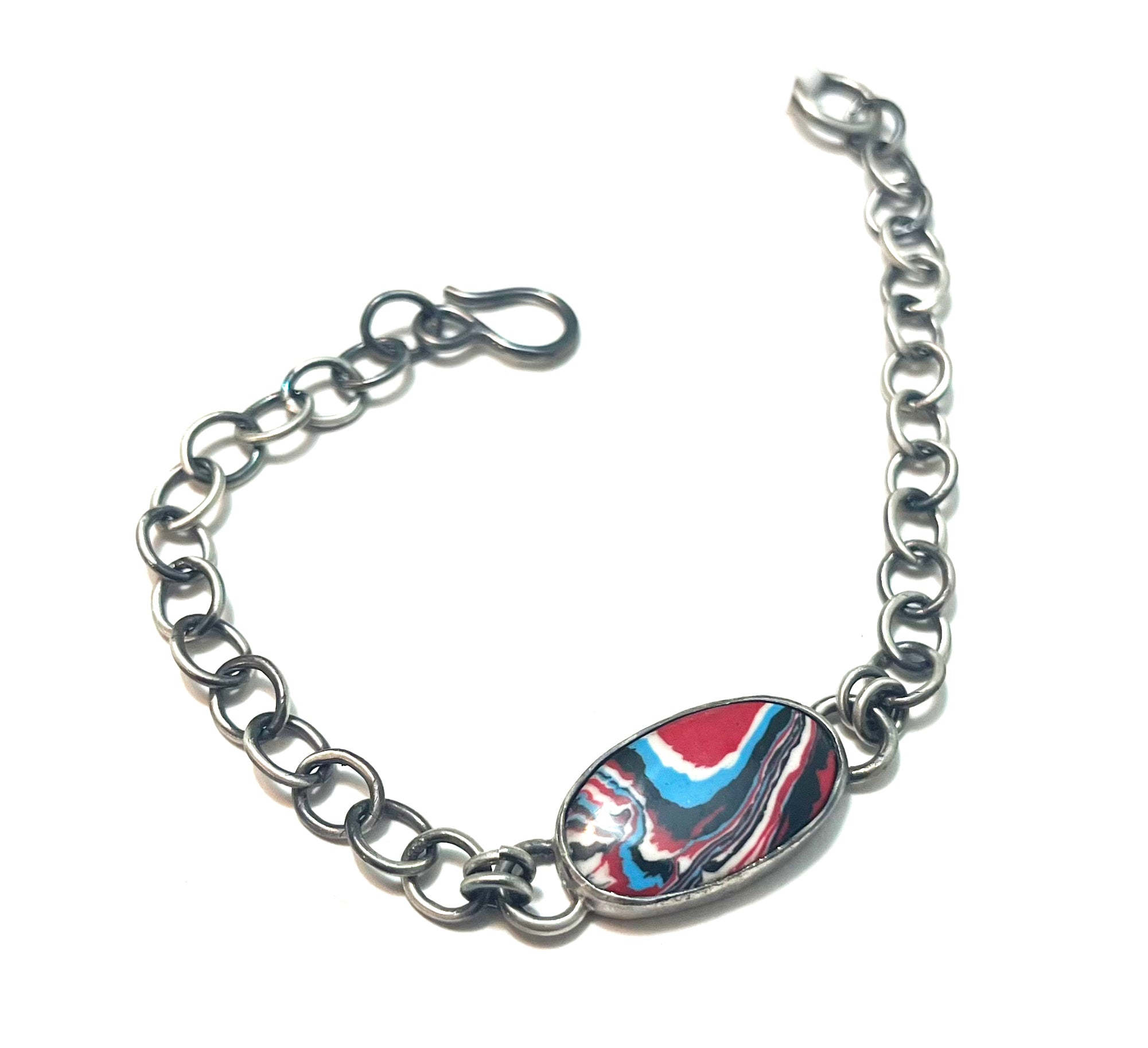 Fordite Sterling Bracelet Round