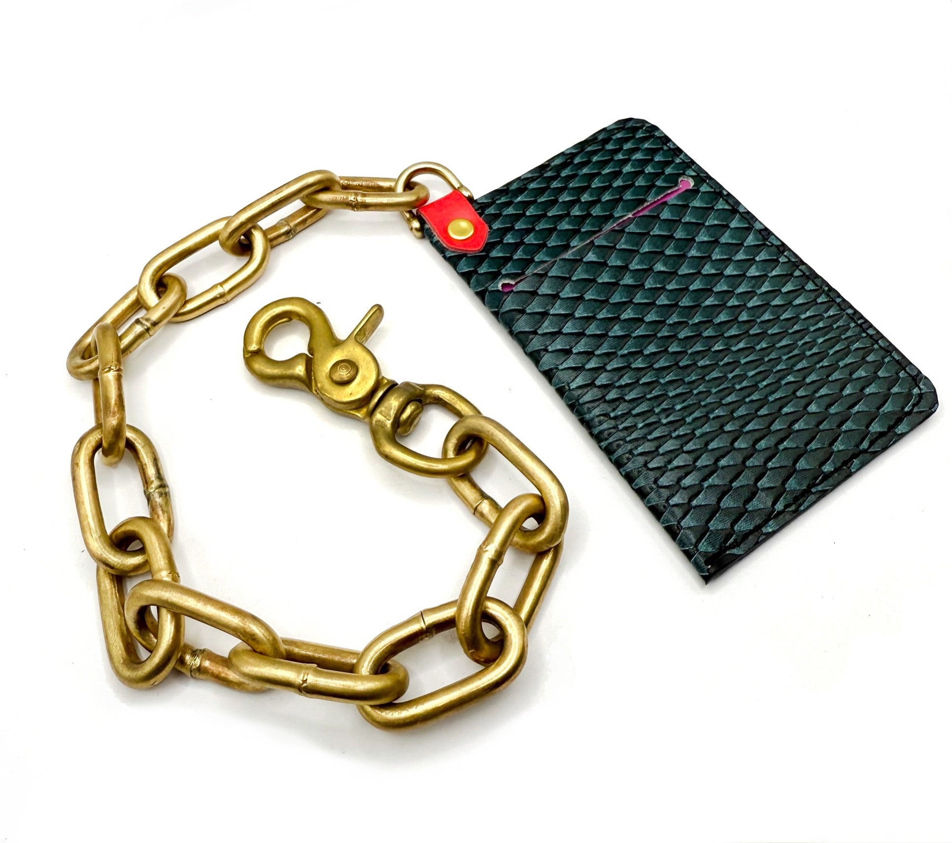 Fine Arzt x Haus of Jung | Solid Brass Wallet Chain + Textured Leather Wallet