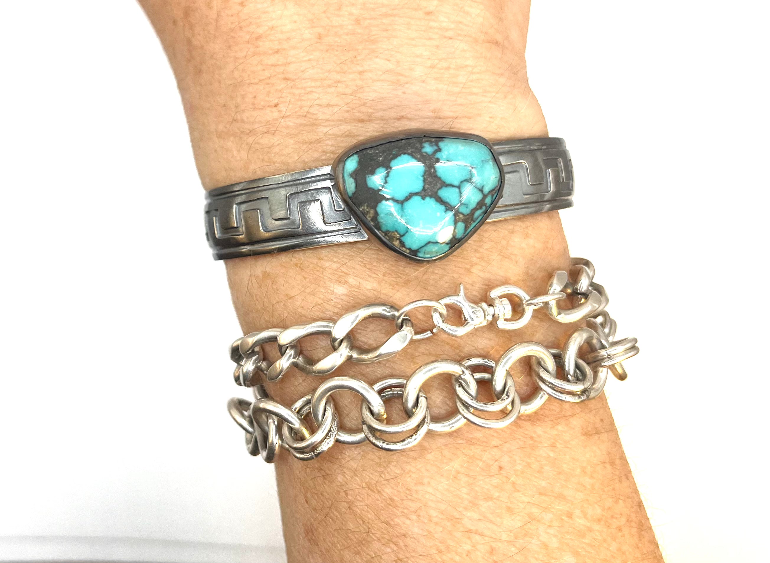 Patterned Turquoise Cuff Zuni