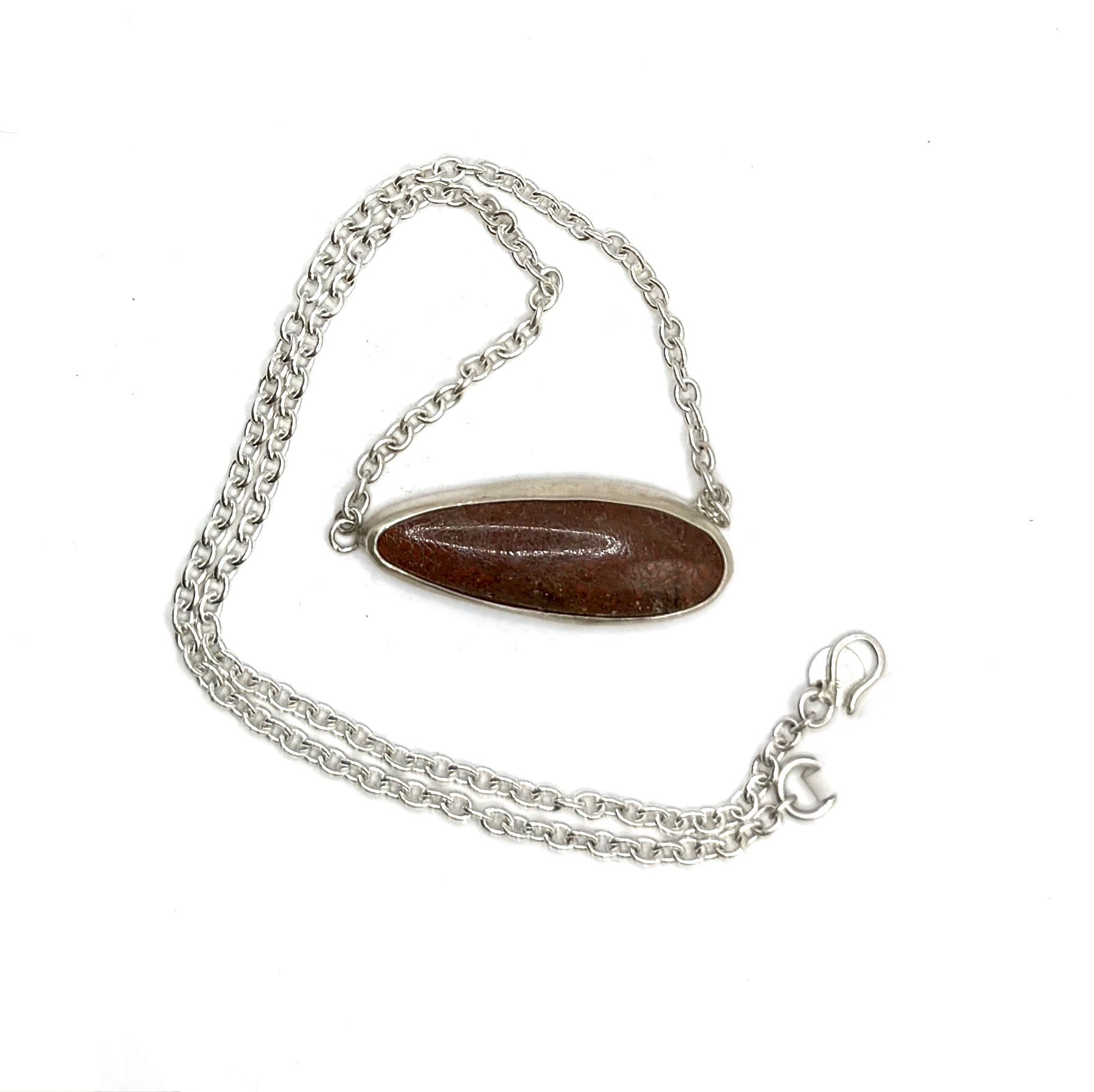 Sterling Dino Bone Necklace – Unique Prehistoric Pendant on 18" Sterling Silver Chain