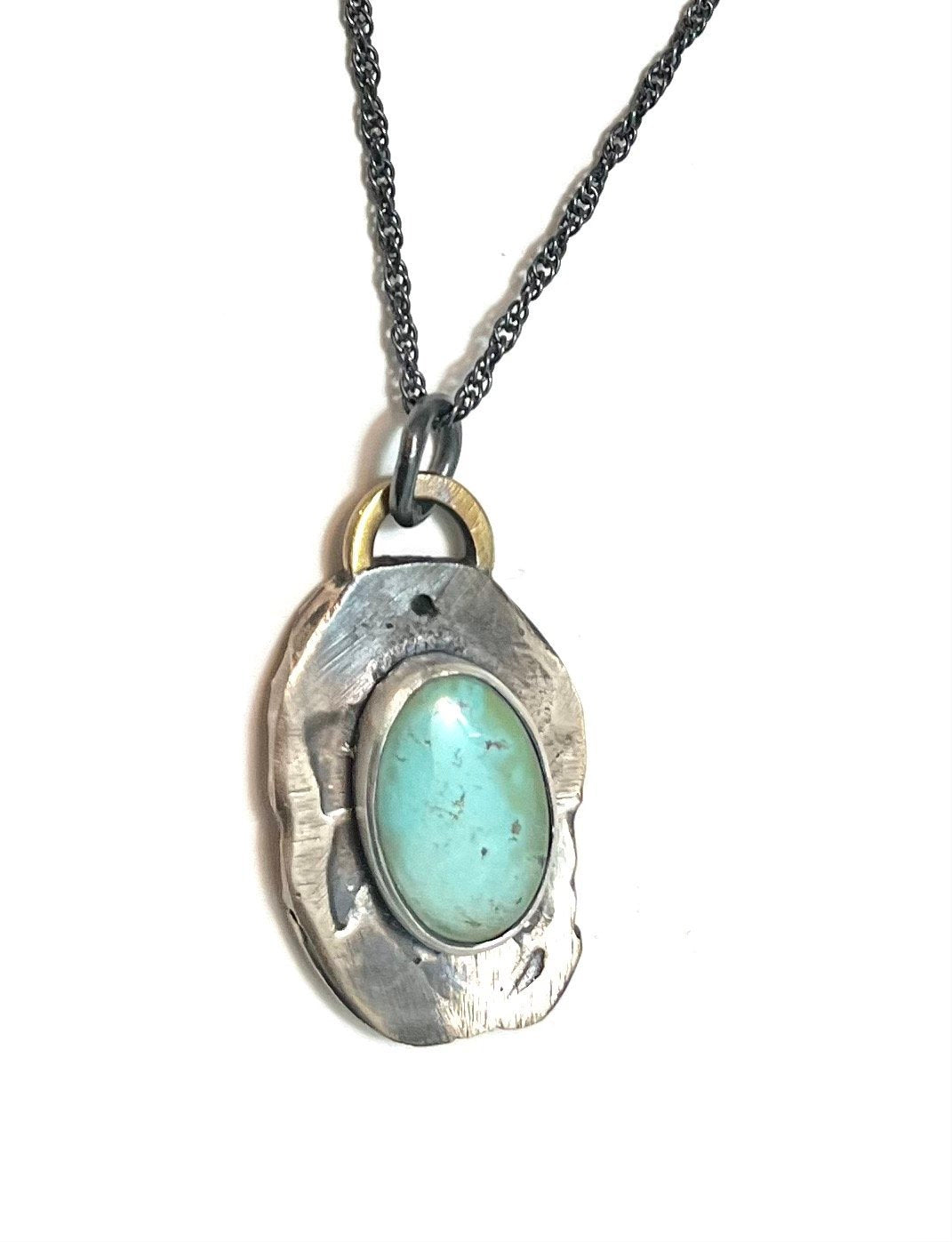 Tree Bark Pendant with Turquoise