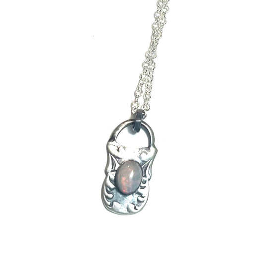 Opal Wave Spoon Necklace