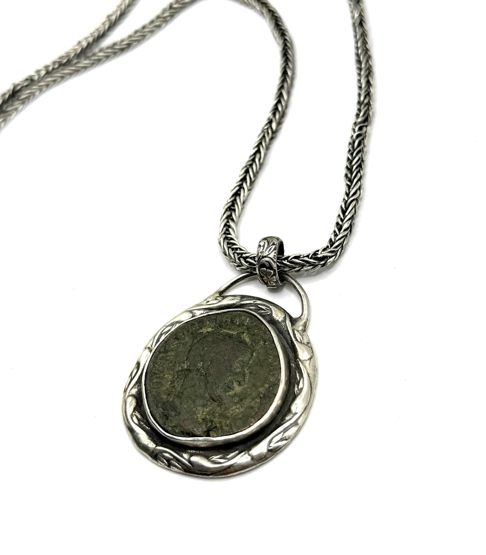Ancient Roman Coin Necklace – Gordian III with Handwoven Fine Silver Chain