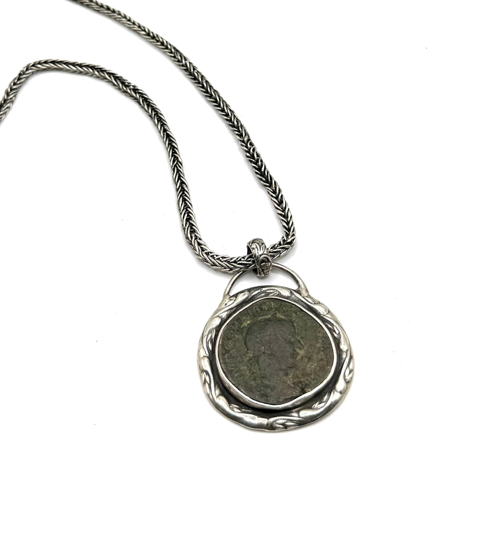 Ancient Roman Coin Necklace – Gordian III with Handwoven Fine Silver Chain