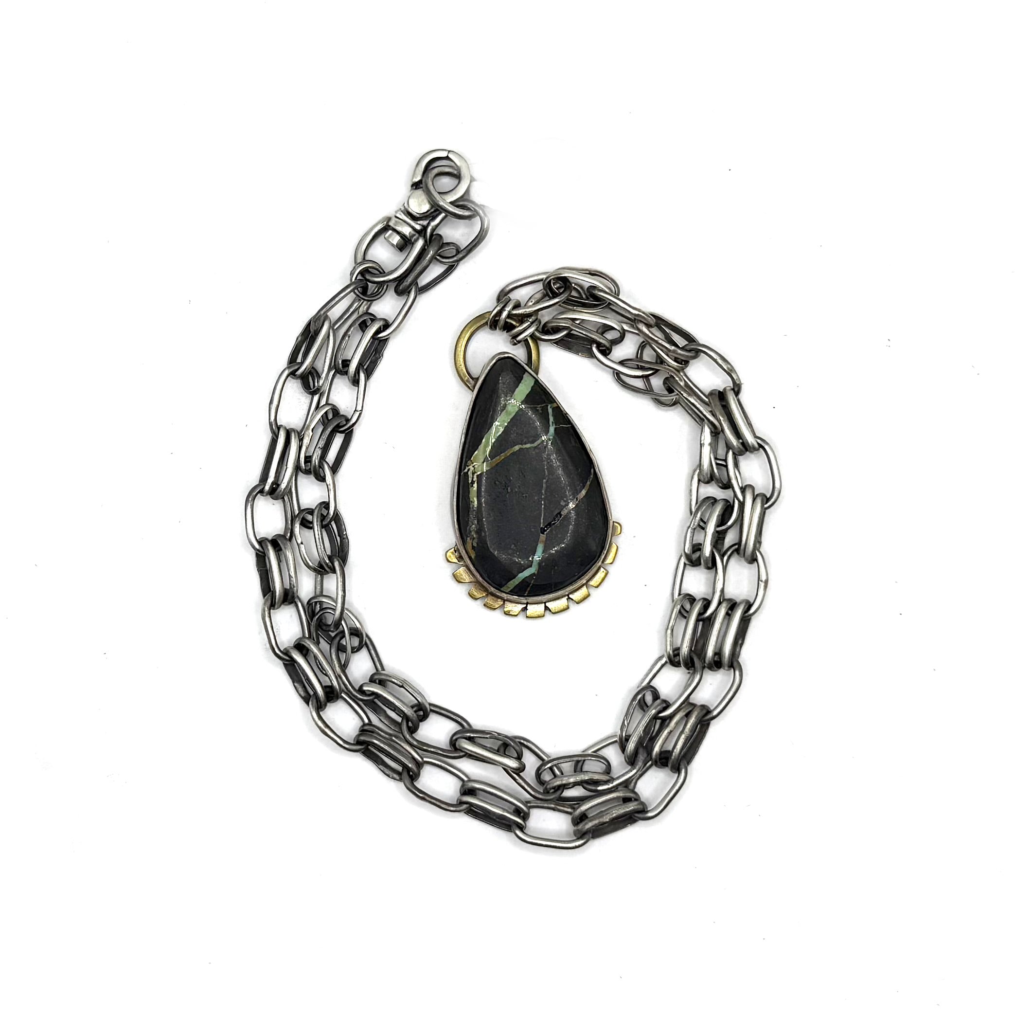 San Pedro Turquoise Necklace – Handmade Recycled Sterling Silver Jewelry