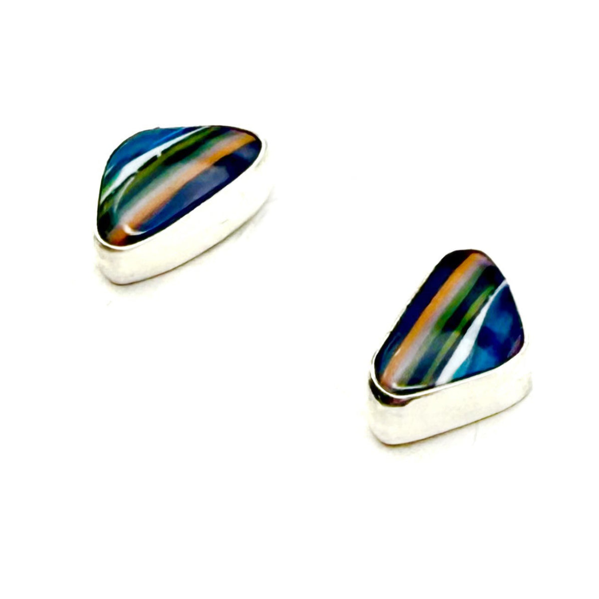 Small Triangular Surfite Stud Earrings – Sterling Silver, Eco-Friendly Ocean Plastic Jewelry