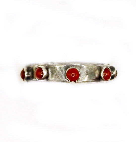Handcrafted Carnelian Sterling Silver Ring – Unique Size 10.5 Statement Jewelry