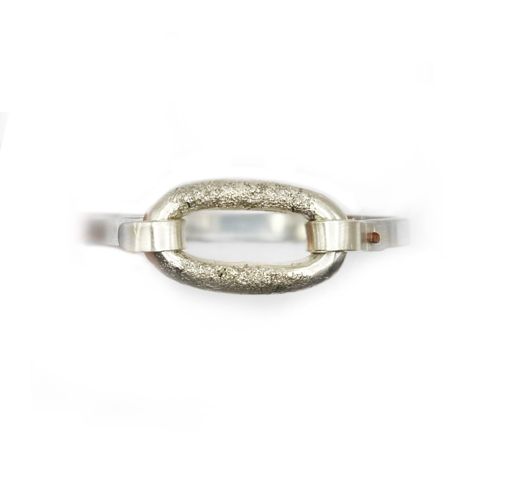 Minimalist Sand Cast Sterling Silver Cuff with Copper Rivet | Handmade Artisan Jewelry_Large