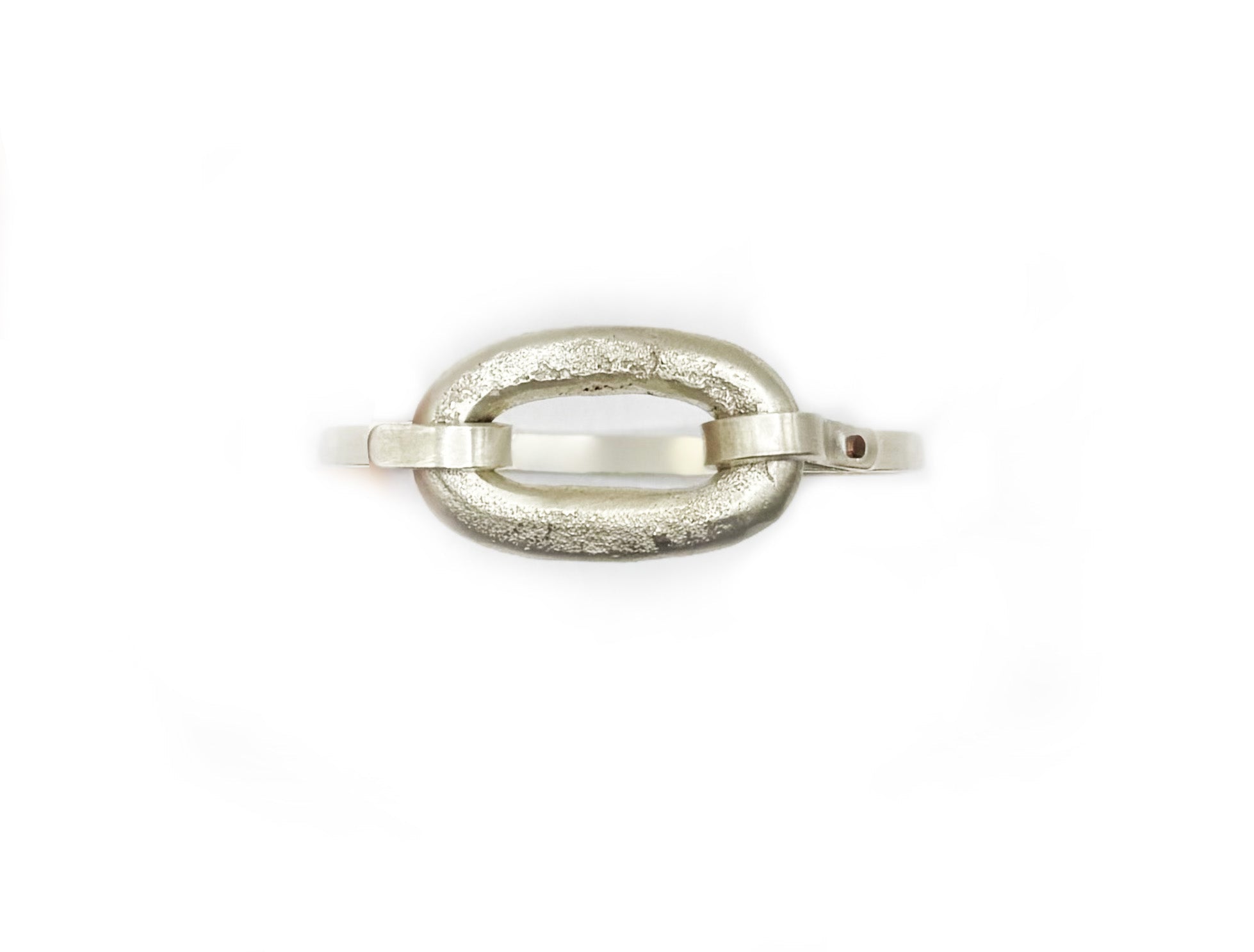 Minimalist Sand Cast Sterling Silver Cuff with Copper Rivet | Handmade Artisan Jewelry_Small