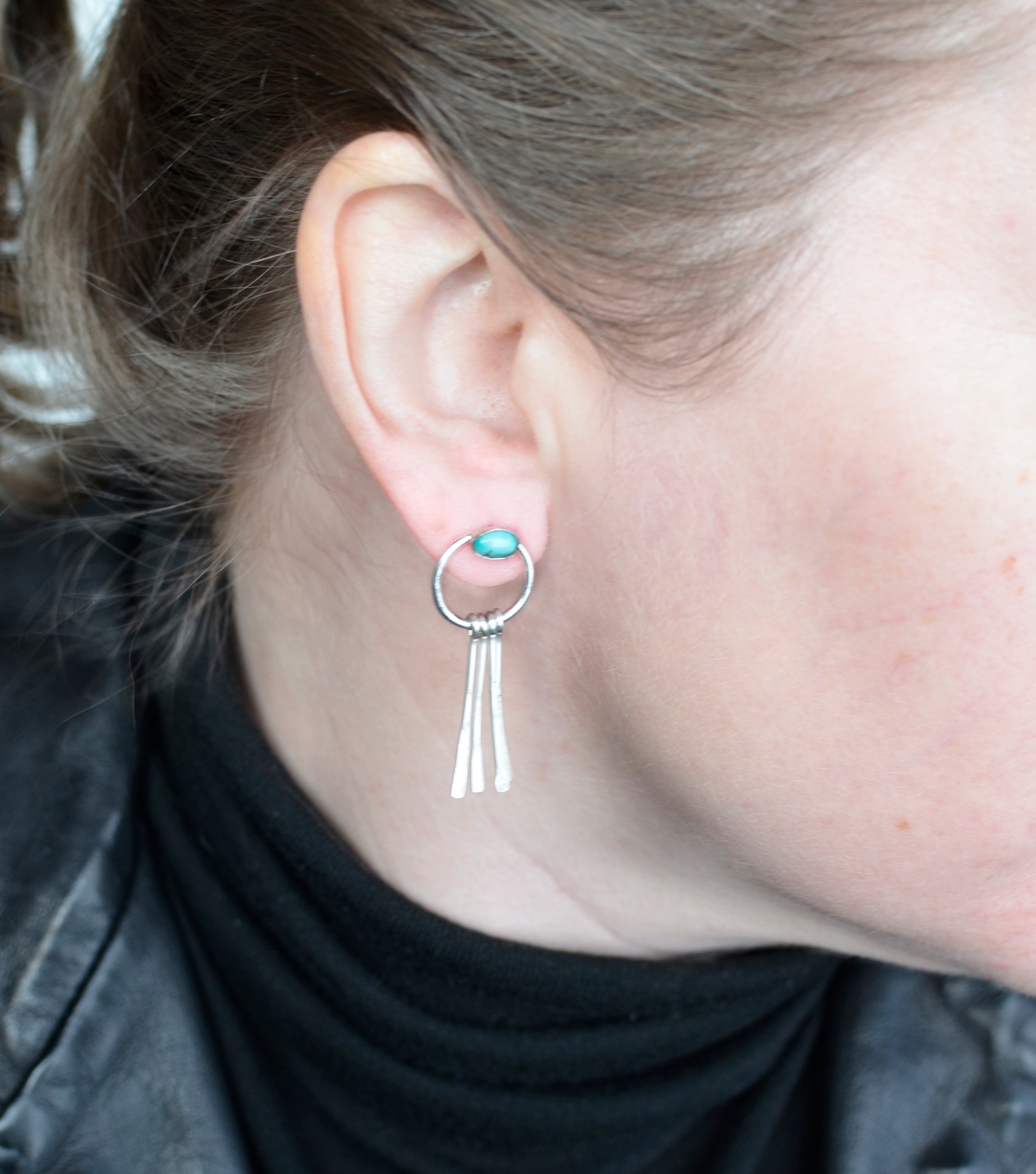Fringe Sterling Silver Turquoise Earrings