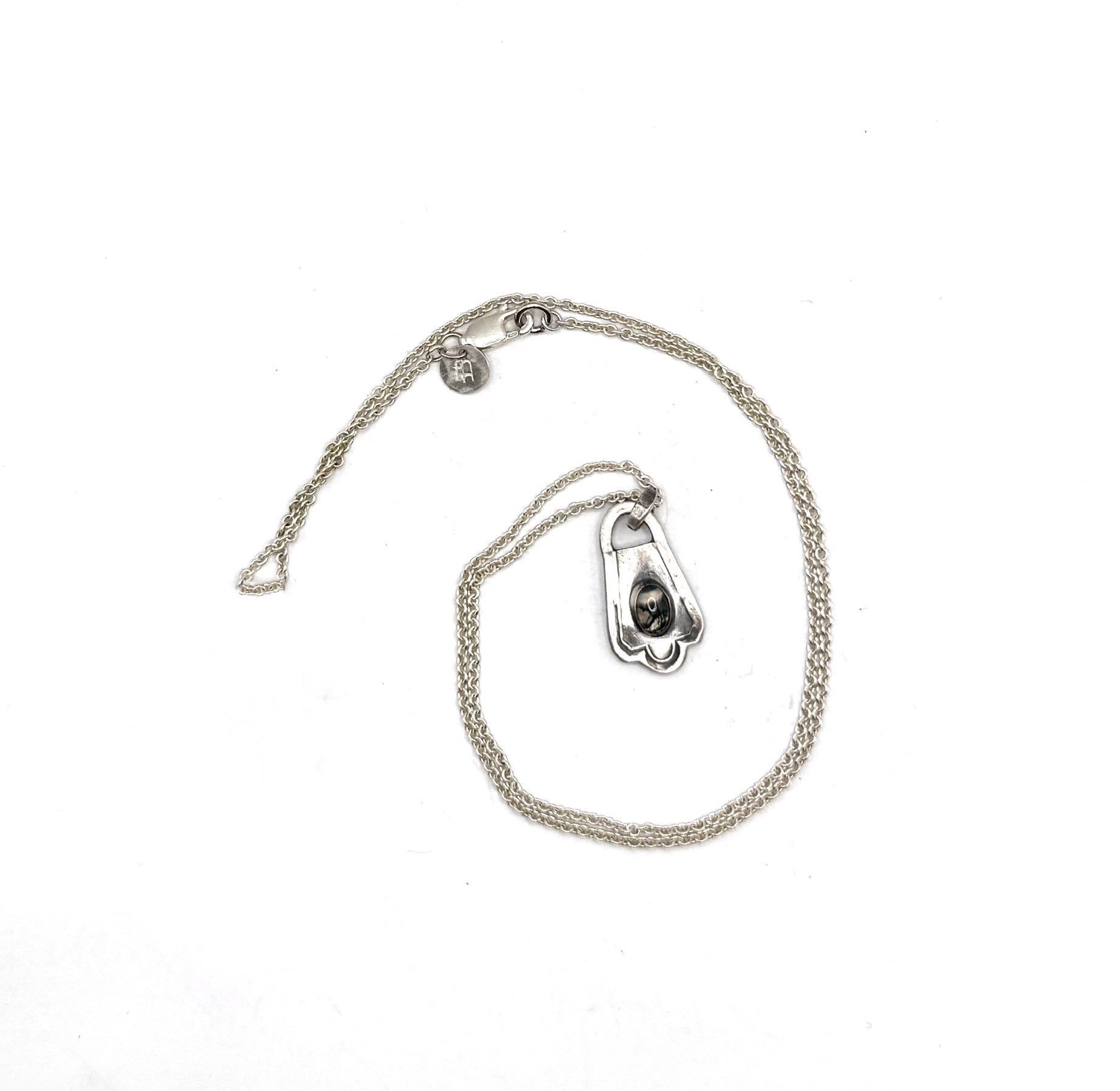 Sterling Spoon Necklace with Moss Agate – Unique Handmade Pendant on 18" Sterling Silver Chain
