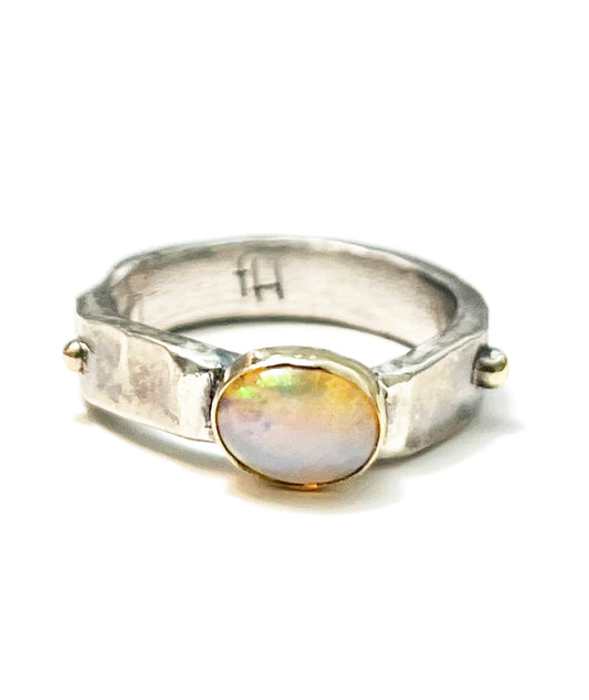 Opal and Gold Sterling Ring