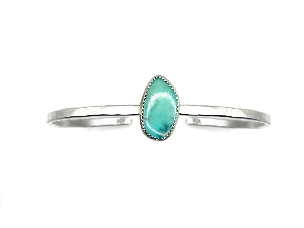 Simple Sterling Silver Cuff with Turquoise