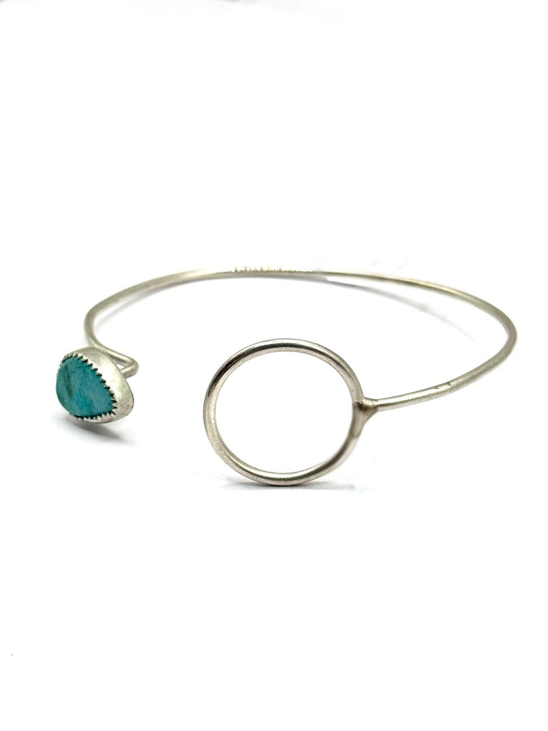 Sterling Silver Loop Clasp Bracelet with Natural Turquoise Stone II