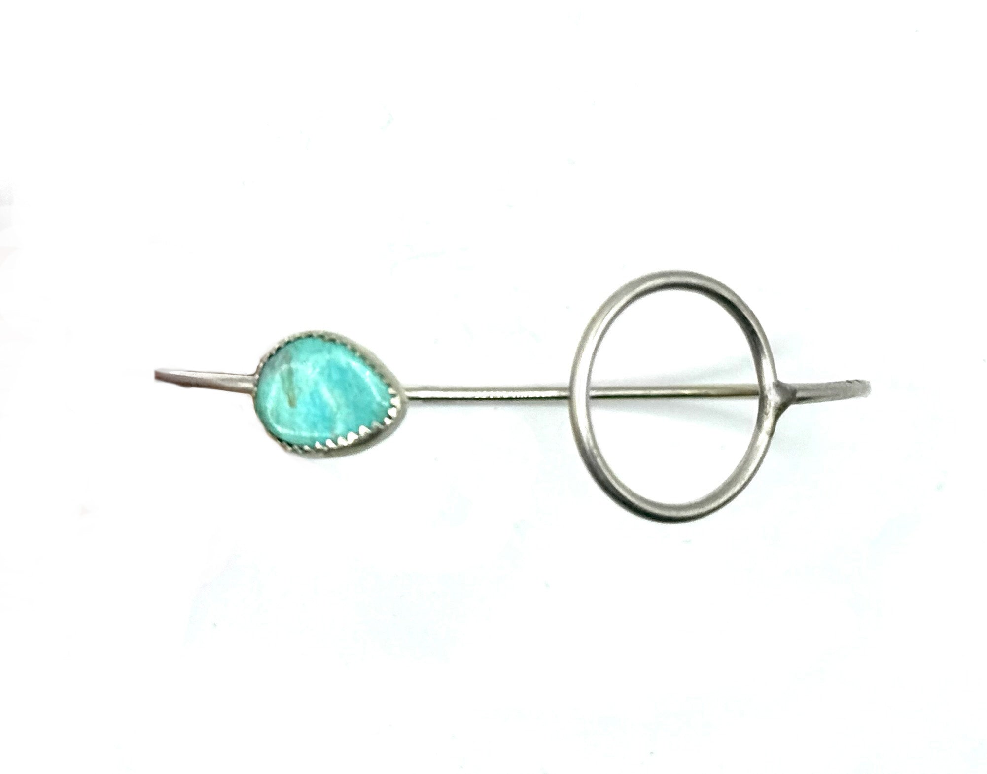 Sterling Silver Loop Clasp Bracelet with Natural Turquoise Stone II