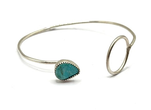 Sterling Silver Loop Clasp Bracelet with Natural Turquoise Stone II
