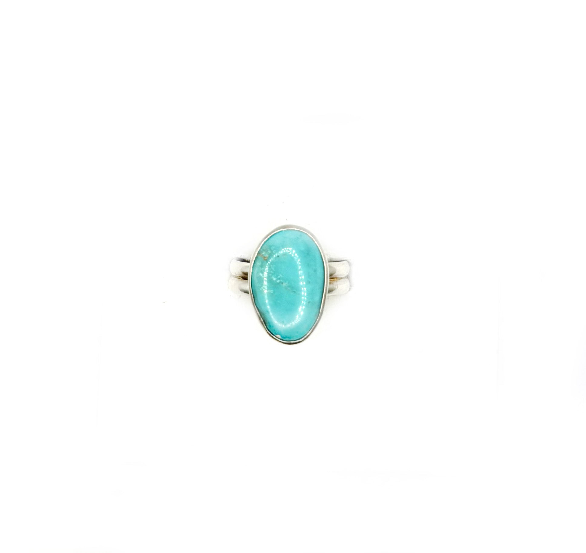 Kingman Turquoise Round Geometric Sterling Silver Ring – Handcrafted Southwest-Inspired Jewelry
