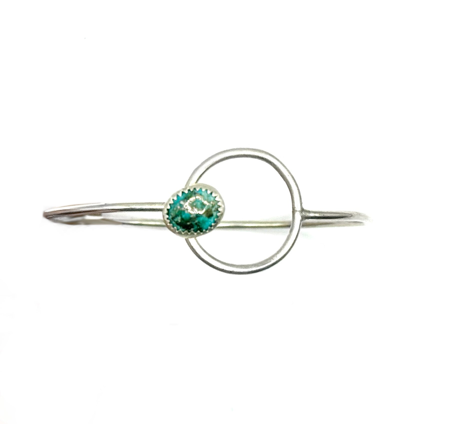 Sterling Silver Loop Clasp Bracelet with Natural Turquoise Stone