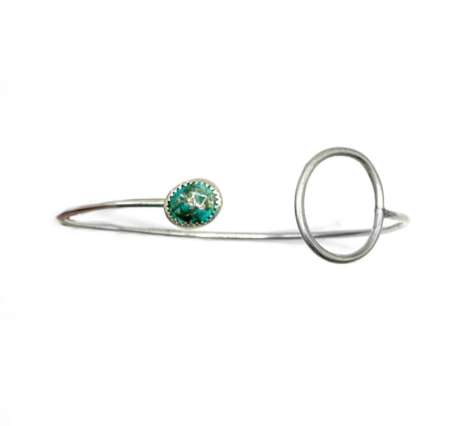 Sterling Silver Loop Clasp Bracelet with Natural Turquoise Stone